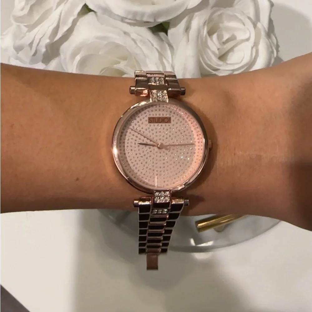 Studio Rose Gold Watch with Crystal Details